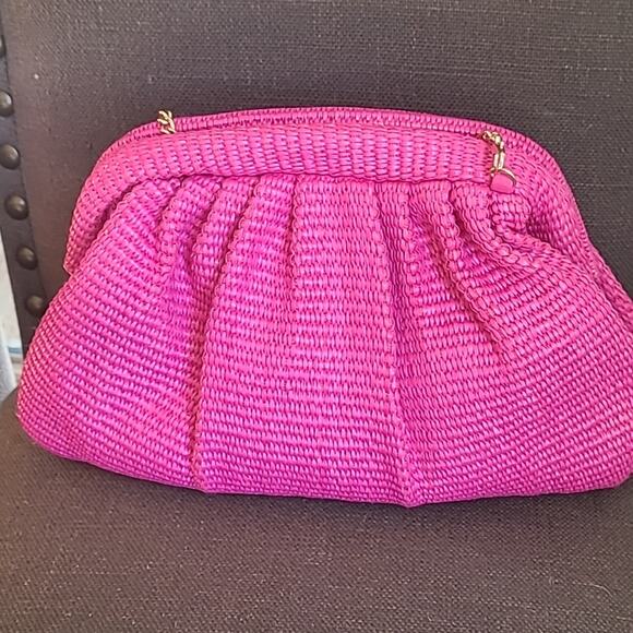 Aqua Handbags - Macys Aqua Woven Clutch Crossbody Purse Hot‎ PINK NWOT